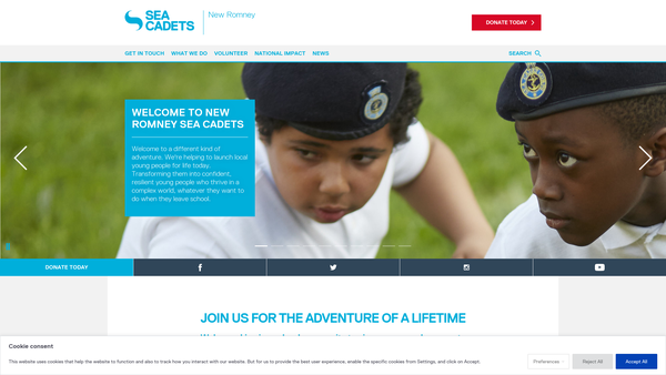 Screenshot of the New Romney Unit 615 Of The Sea Cadet Corps website