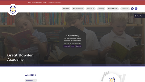 Screenshot of the Great Bowden Academy PTA website