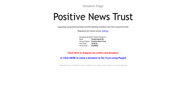 Screenshot of the Positive News Trust website