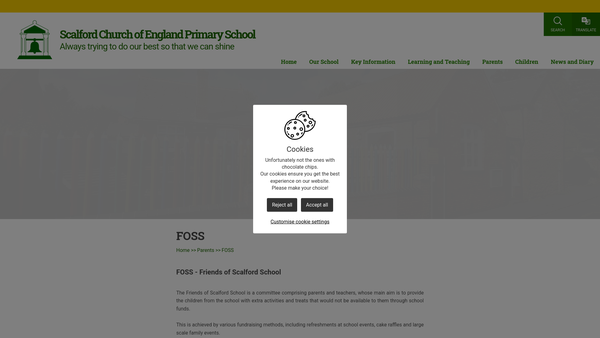 Screenshot of the The Friends Of Scalford School website