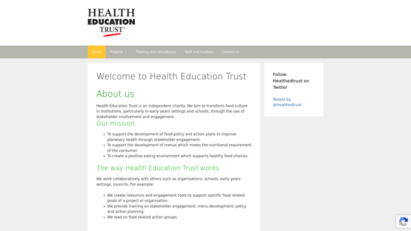 Screenshot of the Health Education Trust website