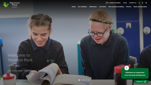Screenshot of the Yeoman Park School Fund website