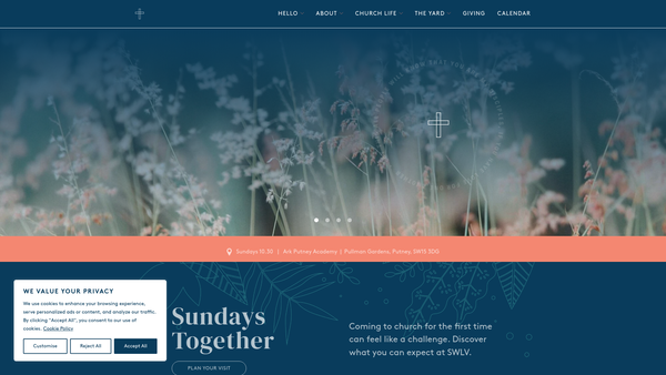 Screenshot of the Sw London Vineyard website