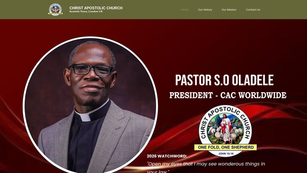 Screenshot of the Christ Apostolic Church (United Kingdom) website