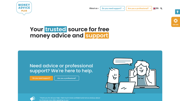 Screenshot of the Money Advice And Community Support Service website