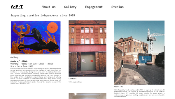 Screenshot of the The Art In Perpetuity Trust website