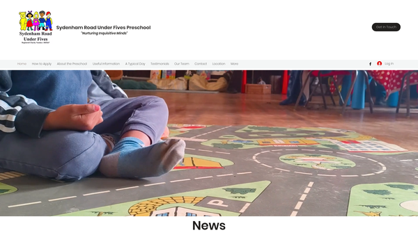 Screenshot of the Sydenham Road Under Fives website