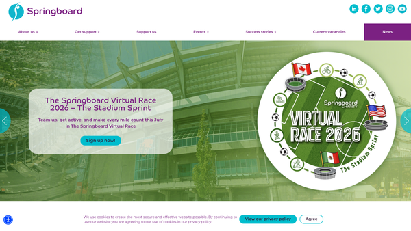 Screenshot of the The Springboard Charity website