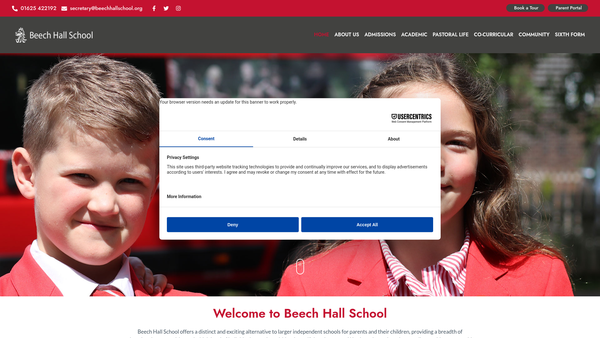 Screenshot of the Beech Hall Parents Association website
