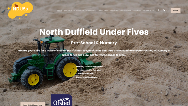 Screenshot of the North Duffield Under Fives website