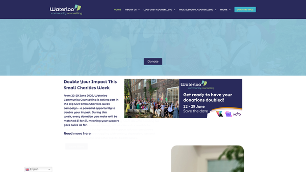 Screenshot of the Waterloo Community Counselling website