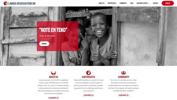 Screenshot of the Lango Association website