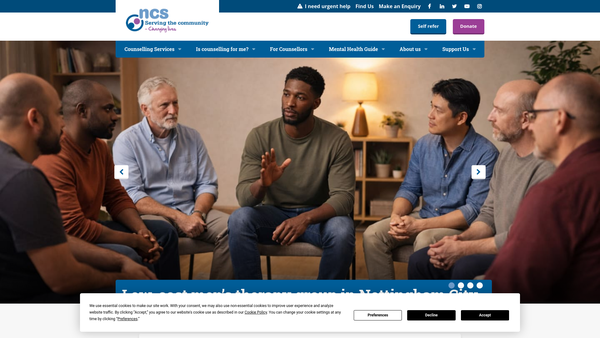 Screenshot of the Nottingham Counselling Service website