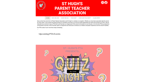 Screenshot of the St Hugh's Catholic Primary School (Timperley) Parent Teacher Association website
