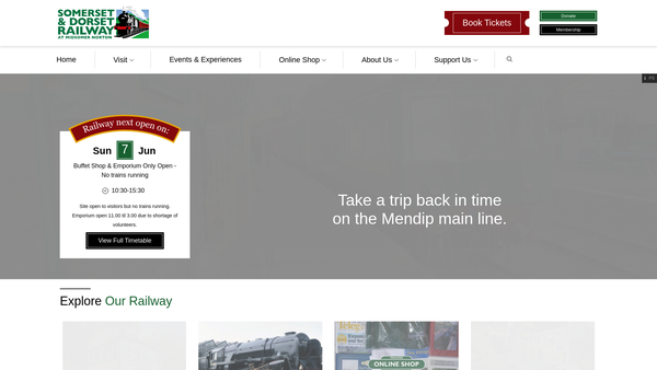 Screenshot of the Somerset And Dorset Railway Heritage Trust website