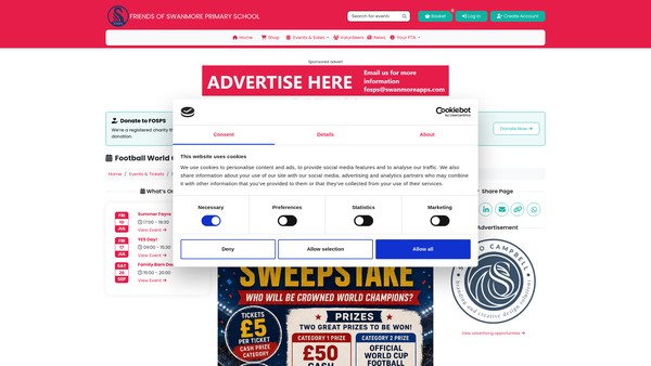 Screenshot of the Friends Of Swanmore Primary School website