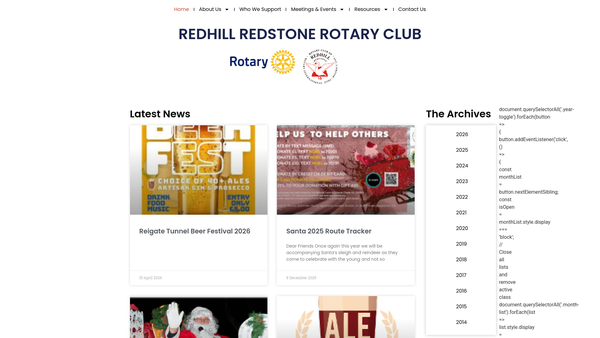 Screenshot of the Rotary Club Of Redhill Redstone Trust Fund website