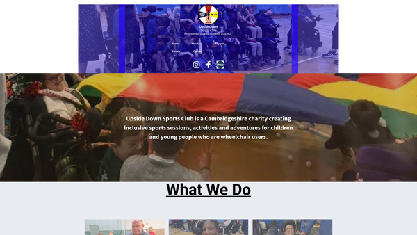 Screenshot of the Upside Down Sports Club website