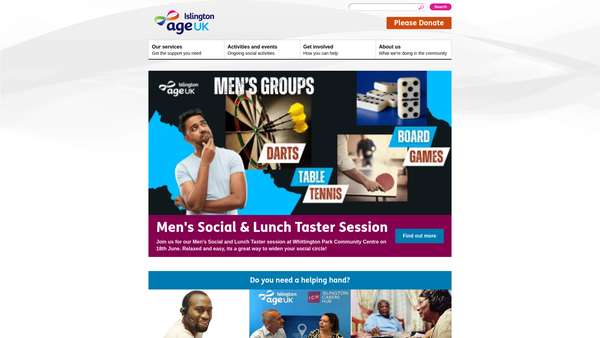 Screenshot of the Age Concern Islington website