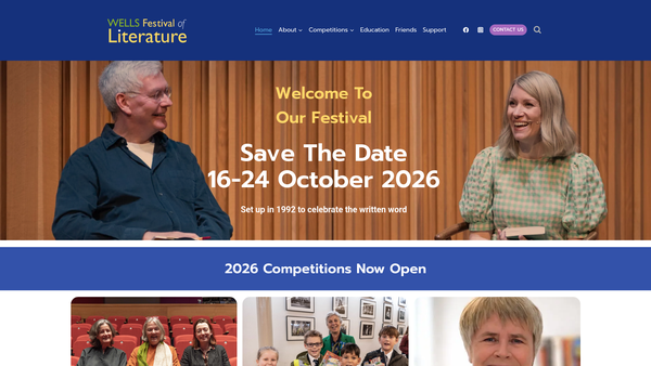 Screenshot of the Wells Festival Of Literature Limited website