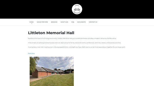 Screenshot of the Littleton Memorial Hall Trust website