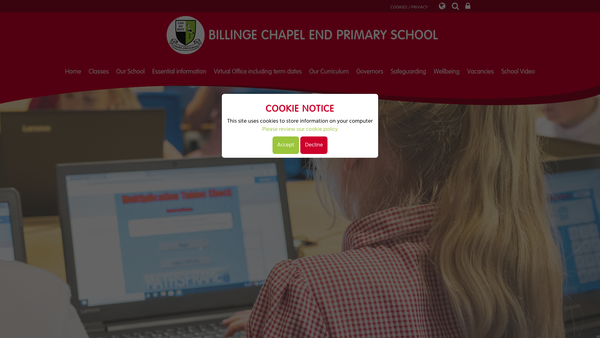 Screenshot of the Chapel End C P School Fund website