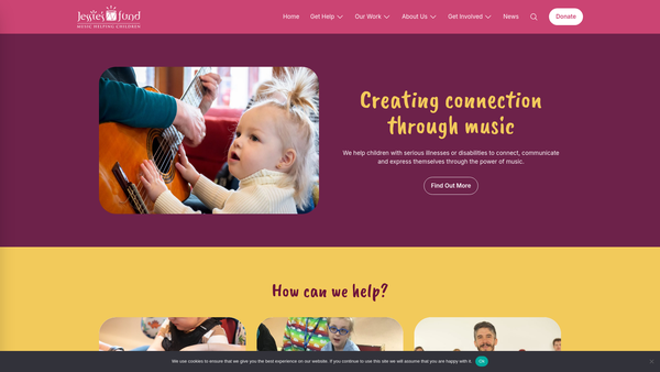 Screenshot of the Jessie's Fund website