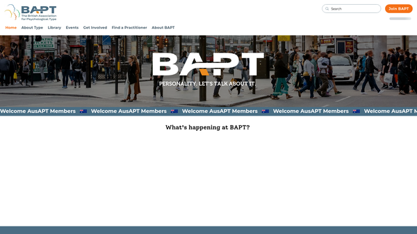 Screenshot of the British Association For Psychological Type website