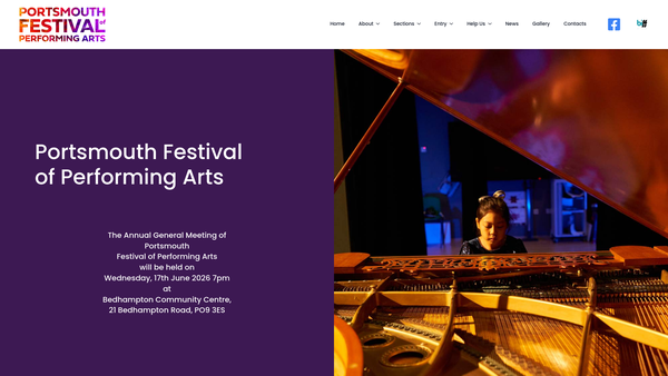 Screenshot of the Portsmouth Music Festival website