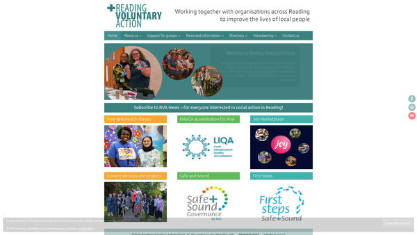 Screenshot of the Reading Voluntary Action website