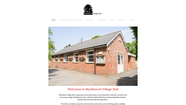 Screenshot of the Markbeech Village Hall website