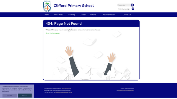Screenshot of the PTA And Friends Of Clifford School website