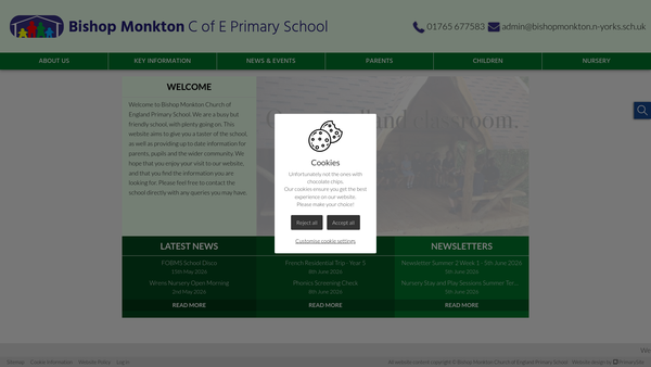 Screenshot of the Bishop Monkton C E School Fund website