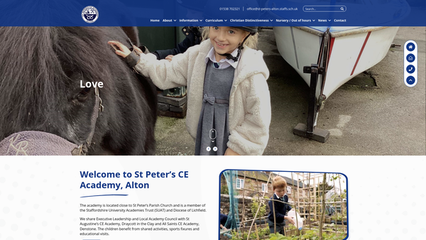Screenshot of the St Peter's School Association Alton website