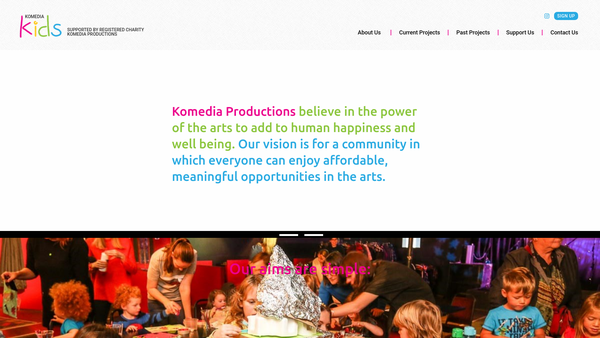 Screenshot of the Komedia Productions website