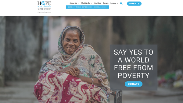 Screenshot of the Hope Worldwide website