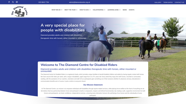 Screenshot of the The Diamond Centre For Disabled Riders website