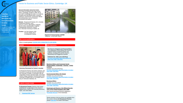 Screenshot of the Centre For Business And Public Sector Ethics Cambridge website