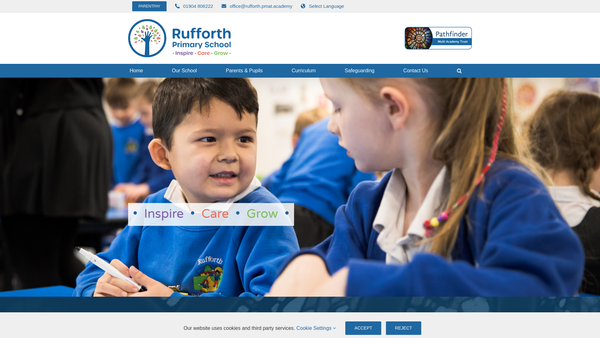 Screenshot of the Rufforth Primary School PTFA website