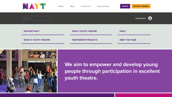Screenshot of the National Association Of Youth Theatres website