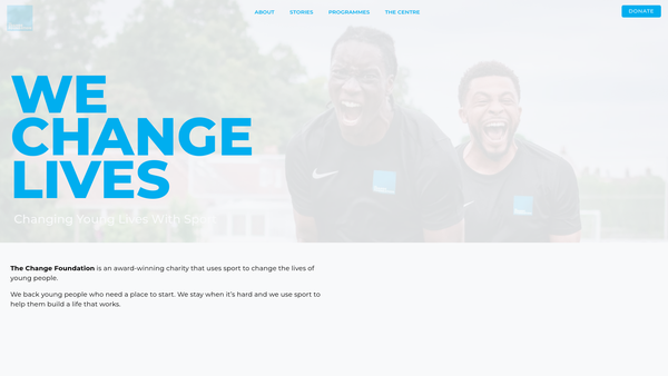Screenshot of the The Change Foundation website
