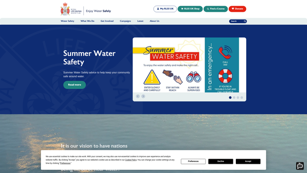 Screenshot of the The Royal Life Saving Society - U.K. website