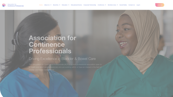 Screenshot of the Association for Continence Professionals website