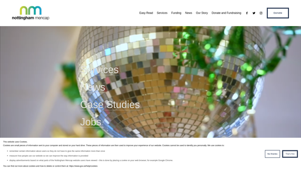 Screenshot of the Nottingham Mencap website