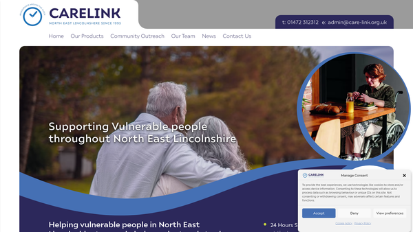 Screenshot of the North East Lincolnshire Carelink website
