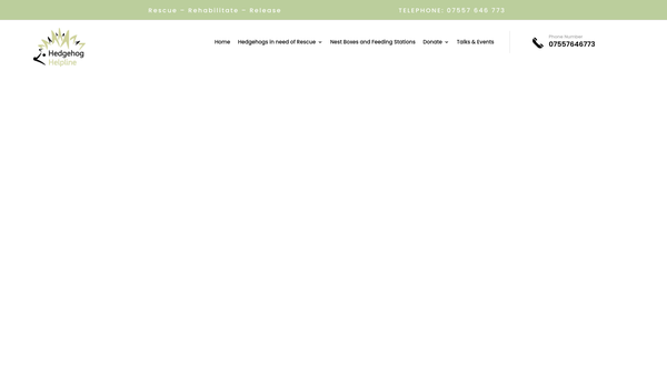 Screenshot of the Hedgehog Helpline website