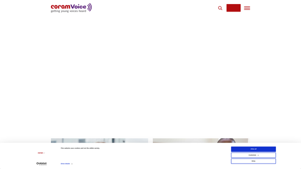 Screenshot of the Coram Voice (Formerly Voice For The Child In Care) website