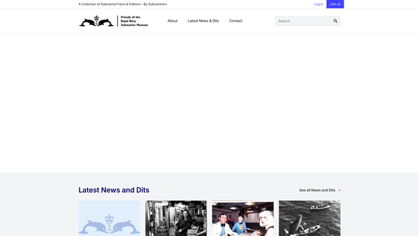 Screenshot of the Society Of Friends Of The Royal Navy Submarine Museum website
