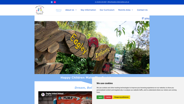 Screenshot of the Eagley Infant School Parents Association website