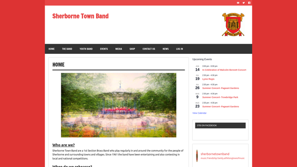 Screenshot of the Sherborne Town Band website
